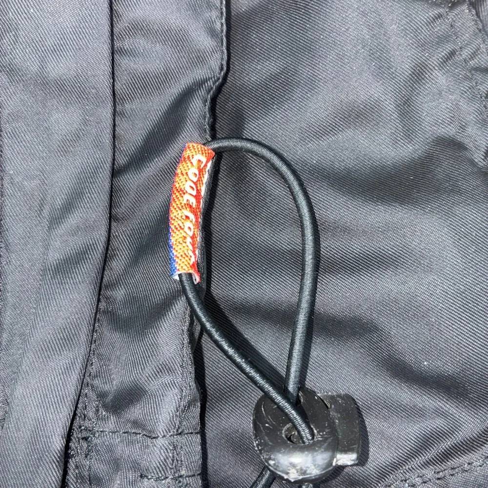 Black Nylon Track Pants Mens XL Lined Zip Ankle Drawstring Code Four